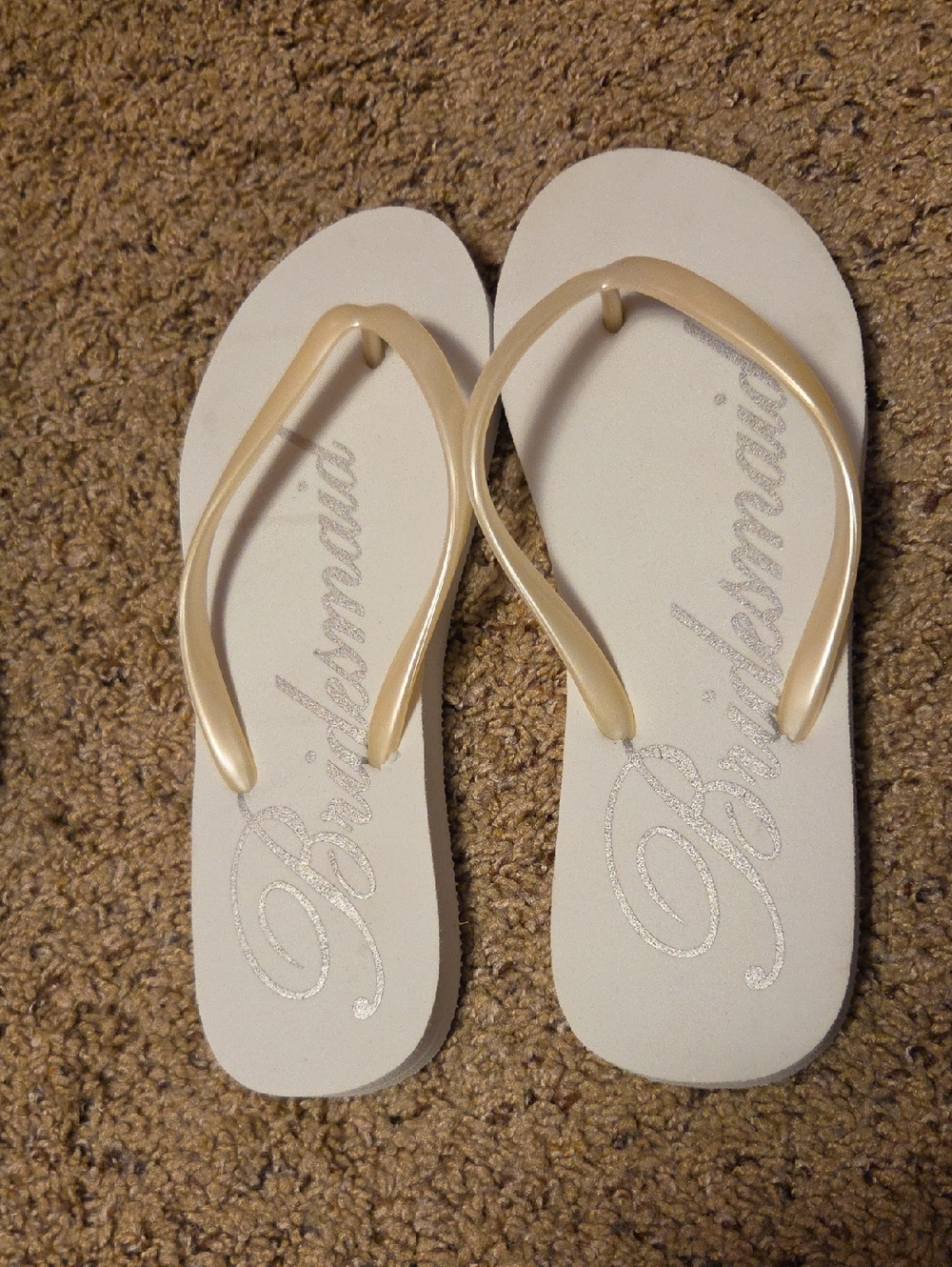 Bridesmaid White and Cream Flip Flop Sandals